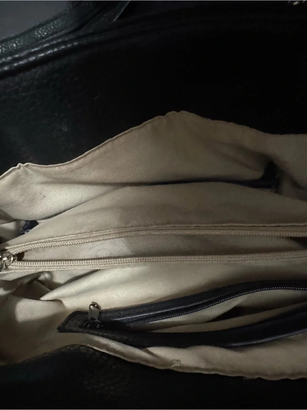 Jones New York Black Tote Handbag with Gold Plaque